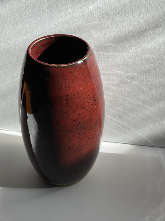 Red oval vase